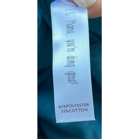 Latched Mama Nursing Maxi Dress Size M NWT Cotton Blend Tiered Blue Short Sleeve - Picture 12 of 13